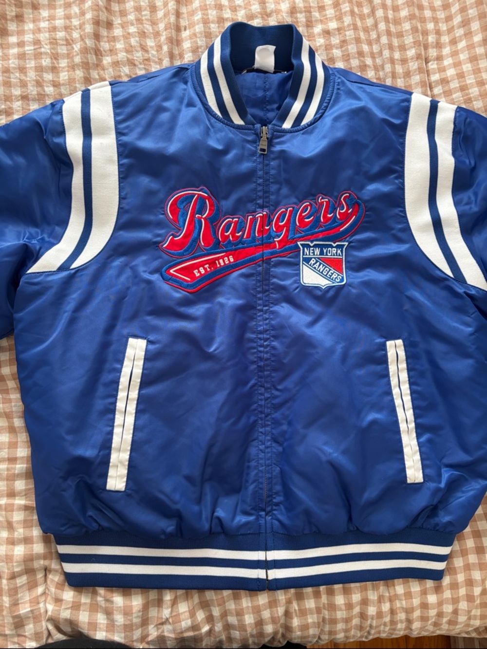 NHL New York Rangers Blue & White Bomber Jacket